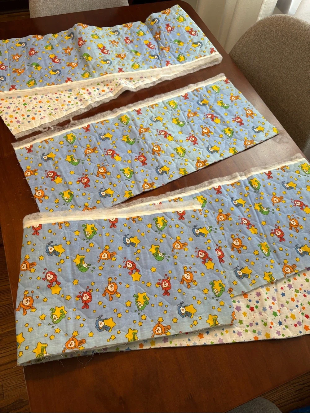 Rainbow Brite 1983 rare vintage quilted fabric 3 remnants